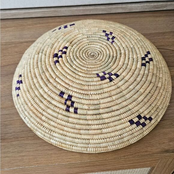 Handwoven Natural Basket with Black Accents - Picture 2 of 3